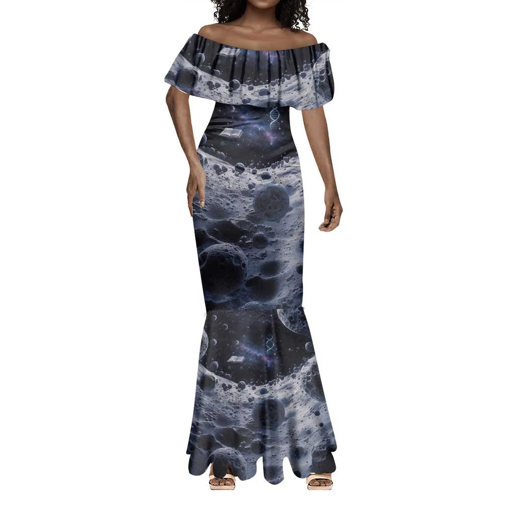 Mae Jemison Mermaid Dress with Space Portrait Design, Science Has No Boundaries Quote and DNA Book Elements - Wonder Print Shop