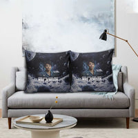 Mae Jemison Pillow Cover with Space Portrait Design, Science Has No Boundaries Quote and DNA Book Elements - Wonder Print Shop