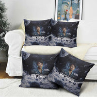 Mae Jemison Pillow Cover with Space Portrait Design, Science Has No Boundaries Quote and DNA Book Elements - Wonder Print Shop