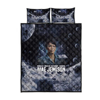 Mae Jemison Quilt Bed Set with Space Portrait Design, Science Has No Boundaries Quote and DNA Book Elements - Wonder Print Shop