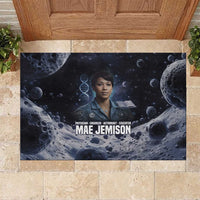 Mae Jemison Rubber Doormat with Space Portrait Design, Science Has No Boundaries Quote and DNA Book Elements - Wonder Print Shop