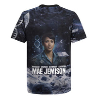 Mae Jemison Rugby Jersey with Space Portrait Design, Science Has No Boundaries Quote and DNA Book Elements - Wonder Print Shop