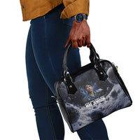 Mae Jemison Shoulder Handbag with Space Portrait Design, Science Has No Boundaries Quote and DNA Book Elements - Wonder Print Shop
