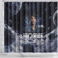 Mae Jemison Shower Curtain with Space Portrait Design, Science Has No Boundaries Quote and DNA Book Elements - Wonder Print Shop