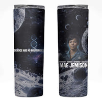 Mae Jemison Skinny Tumbler with Space Portrait Design, Science Has No Boundaries Quote and DNA Book Elements - Wonder Print Shop