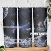 Mae Jemison Skinny Tumbler with Space Portrait Design, Science Has No Boundaries Quote and DNA Book Elements - Wonder Print Shop