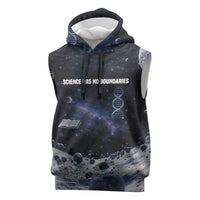 Mae Jemison Sleeveless Hoodie with Space Portrait Design, Science Has No Boundaries Quote and DNA Book Elements - Wonder Print Shop