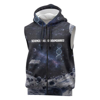 Mae Jemison Sleeveless Zip Hoodie with Space Portrait Design, Science Has No Boundaries Quote and DNA Book Elements - Wonder Print Shop