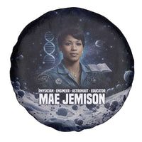 Mae Jemison Spare Tire Cover with Space Portrait Design, Science Has No Boundaries Quote and DNA Book Elements - Wonder Print Shop