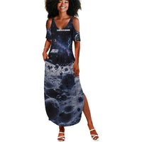 Mae Jemison Summer Maxi Dress with Space Portrait Design, Science Has No Boundaries Quote and DNA Book Elements - Wonder Print Shop