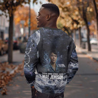 Mae Jemison Sweatshirt with Space Portrait Design, Science Has No Boundaries Quote and DNA Book Elements - Wonder Print Shop