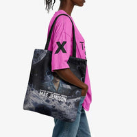 Mae Jemison Tote Bag with Space Portrait Design, Science Has No Boundaries Quote and DNA Book Elements - Wonder Print Shop