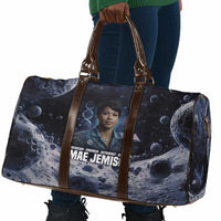 Mae Jemison Travel Bag with Space Portrait Design, Science Has No Boundaries Quote and DNA Book Elements - Wonder Print Shop