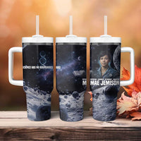 Mae Jemison Tumbler With Handle with Space Portrait Design, Science Has No Boundaries Quote and DNA Book Elements - Wonder Print Shop