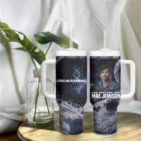Mae Jemison Tumbler With Handle with Space Portrait Design, Science Has No Boundaries Quote and DNA Book Elements - Wonder Print Shop