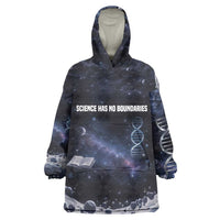 Mae Jemison Wearable Blanket Hoodie with Space Portrait Design, Science Has No Boundaries Quote and DNA Book Elements - Wonder Print Shop