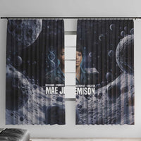 Mae Jemison Window Curtain with Space Portrait Design, Science Has No Boundaries Quote and DNA Book Elements - Wonder Print Shop