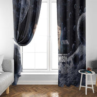 Mae Jemison Window Curtain with Space Portrait Design, Science Has No Boundaries Quote and DNA Book Elements - Wonder Print Shop