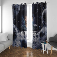 Mae Jemison Window Curtain with Space Portrait Design, Science Has No Boundaries Quote and DNA Book Elements - Wonder Print Shop