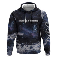 Mae Jemison Zip Hoodie with Space Portrait Design, Science Has No Boundaries Quote and DNA Book Elements - Wonder Print Shop