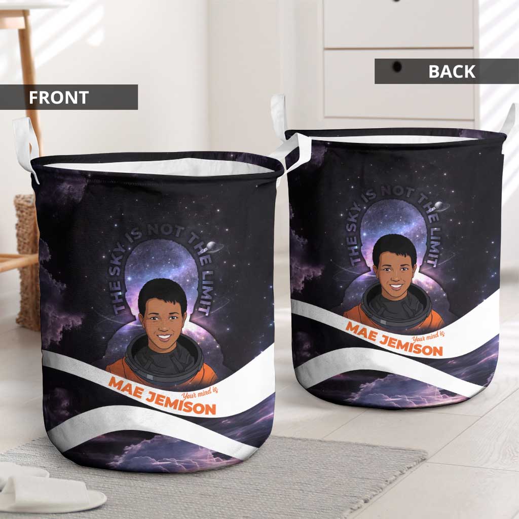 Mae Jemison Laundry Basket Cartoon Astronaut Portrait, The Sky Is Not the Limit Quote and Galaxy Dreamer - Wonder Print Shop