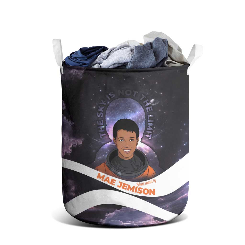 Mae Jemison Laundry Basket Cartoon Astronaut Portrait, The Sky Is Not the Limit Quote and Galaxy Dreamer - Wonder Print Shop