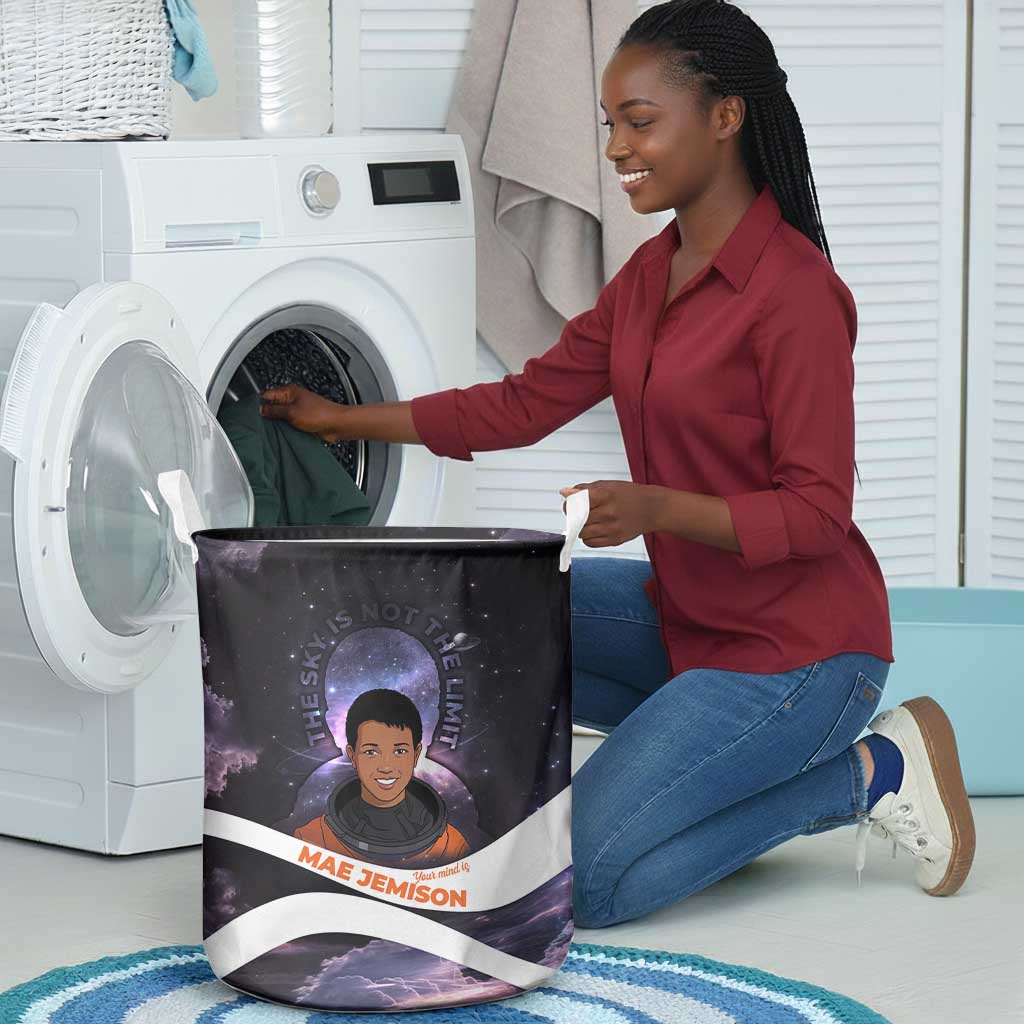 Mae Jemison Laundry Basket Cartoon Astronaut Portrait, The Sky Is Not the Limit Quote and Galaxy Dreamer - Wonder Print Shop