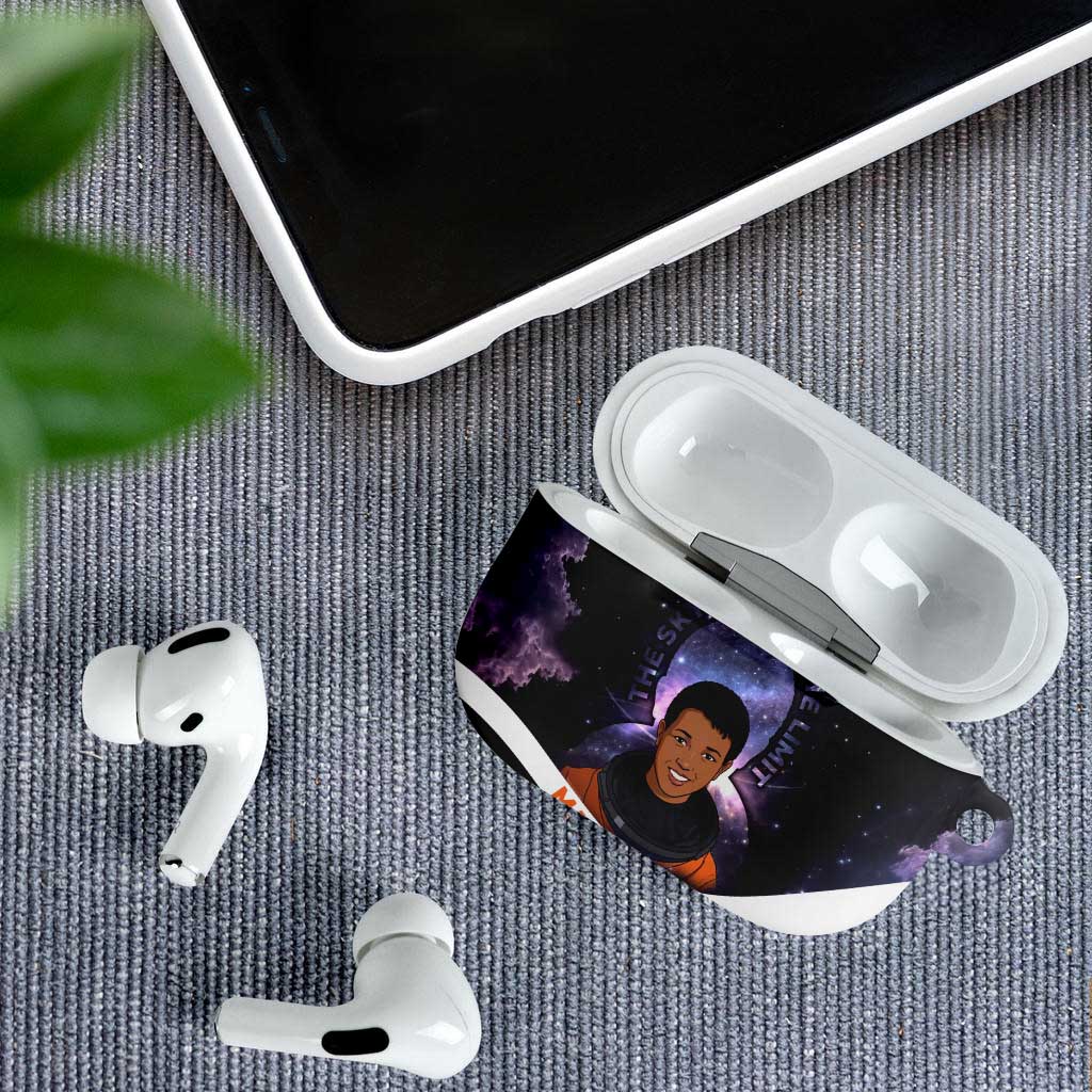 Mae Jemison AirPods Case Cartoon Astronaut Portrait, The Sky Is Not the Limit Quote and Galaxy Dreamer - Wonder Print Shop
