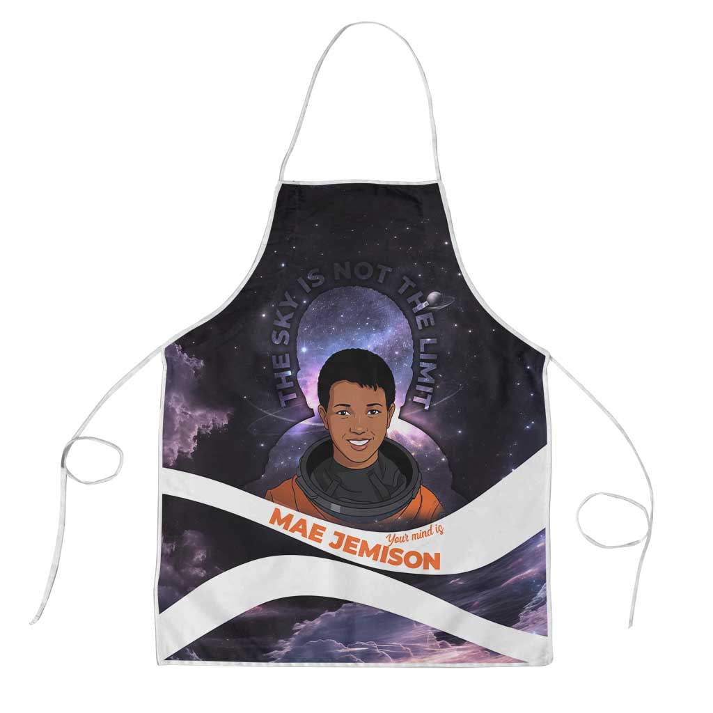 Mae Jemison Apron Cartoon Astronaut Portrait, The Sky Is Not the Limit Quote and Galaxy Dreamer - Wonder Print Shop