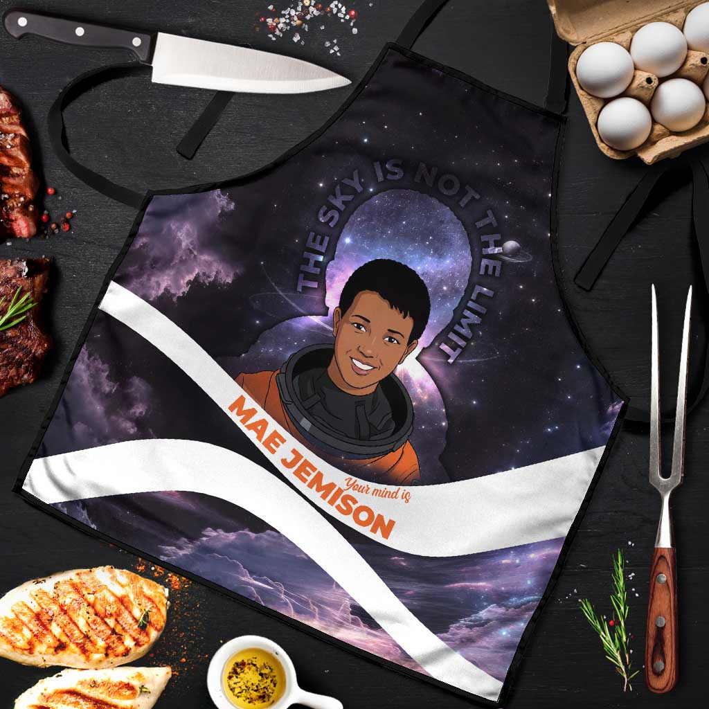 Mae Jemison Apron Cartoon Astronaut Portrait, The Sky Is Not the Limit Quote and Galaxy Dreamer - Wonder Print Shop