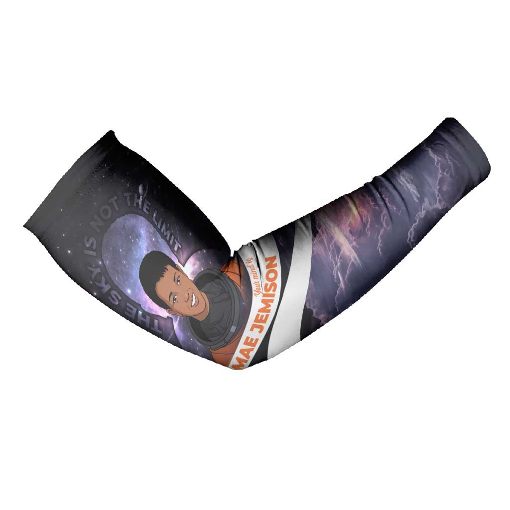 Mae Jemison Arm Sleeves Cartoon Astronaut Portrait, The Sky Is Not the Limit Quote and Galaxy Dreamer - Wonder Print Shop