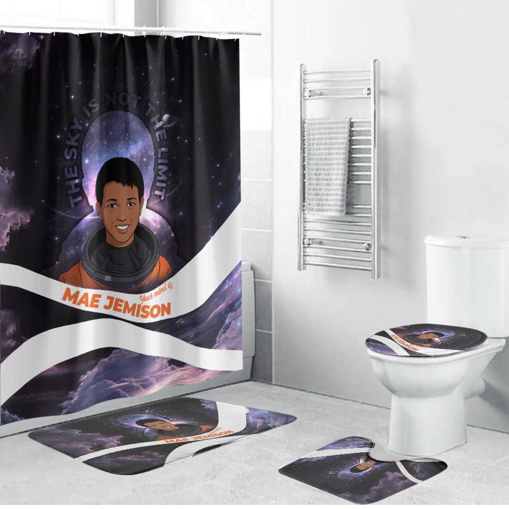 Mae Jemison Bathroom Set Cartoon Astronaut Portrait, The Sky Is Not the Limit Quote and Galaxy Dreamer - Wonder Print Shop
