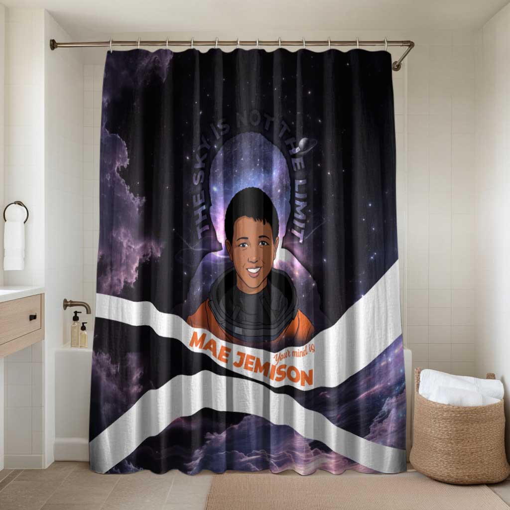 Mae Jemison Bathroom Set Cartoon Astronaut Portrait, The Sky Is Not the Limit Quote and Galaxy Dreamer - Wonder Print Shop