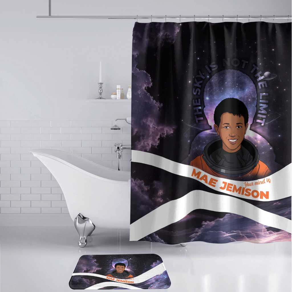 Mae Jemison Bathroom Set Cartoon Astronaut Portrait, The Sky Is Not the Limit Quote and Galaxy Dreamer - Wonder Print Shop