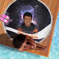 Mae Jemison Beach Blanket Cartoon Astronaut Portrait, The Sky Is Not the Limit Quote and Galaxy Dreamer - Wonder Print Shop