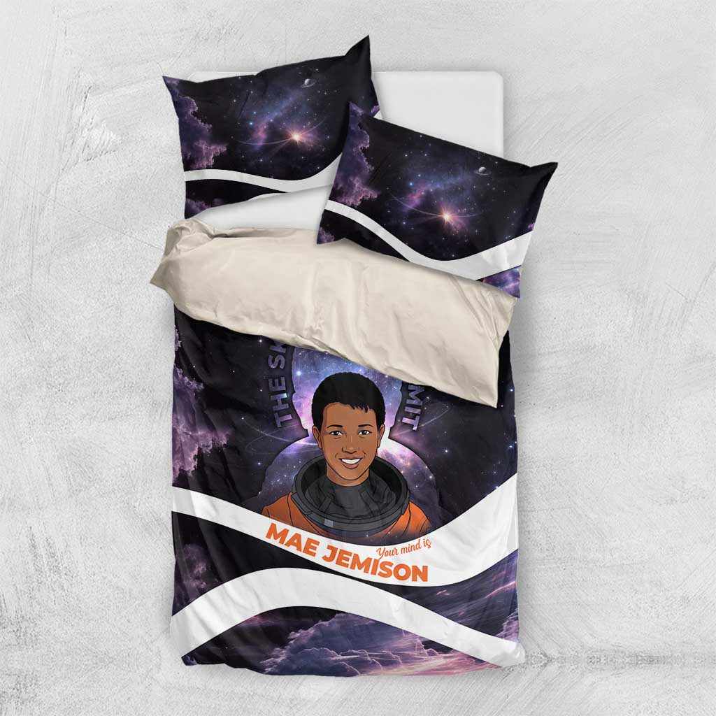 Mae Jemison Bedding Set Cartoon Astronaut Portrait, The Sky Is Not the Limit Quote and Galaxy Dreamer - Wonder Print Shop