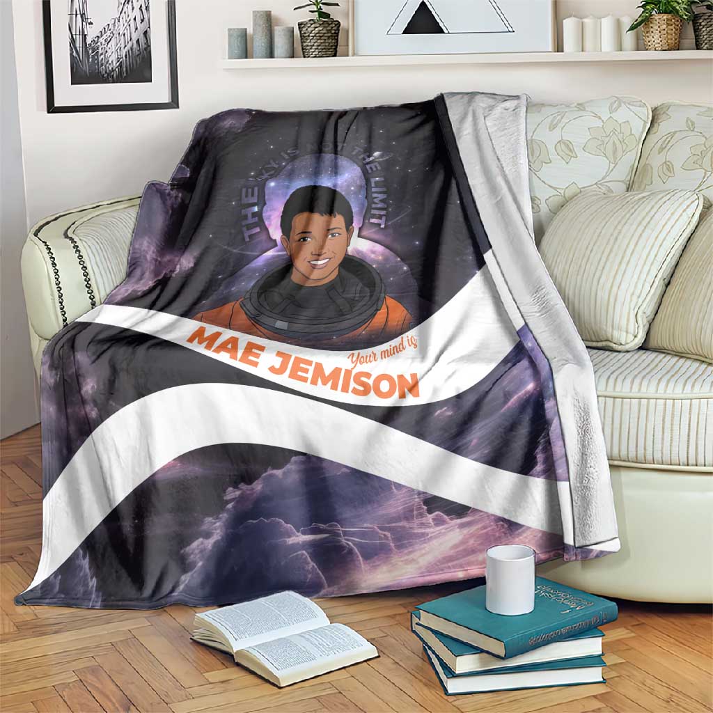 Mae Jemison Blanket Cartoon Astronaut Portrait, The Sky Is Not the Limit Quote and Galaxy Dreamer - Wonder Print Shop