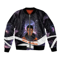 Mae Jemison Bomber Jacket Cartoon Astronaut Portrait, The Sky Is Not the Limit Quote and Galaxy Dreamer - Wonder Print Shop