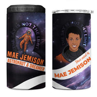 Mae Jemison 4 in 1 Can Cooler Tumbler Cartoon Astronaut Portrait, The Sky Is Not the Limit Quote and Galaxy Dreamer - Wonder Print Shop
