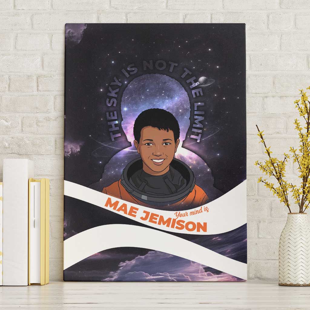 Mae Jemison Canvas Wall Art Cartoon Astronaut Portrait, The Sky Is Not the Limit Quote and Galaxy Dreamer - Wonder Print Shop