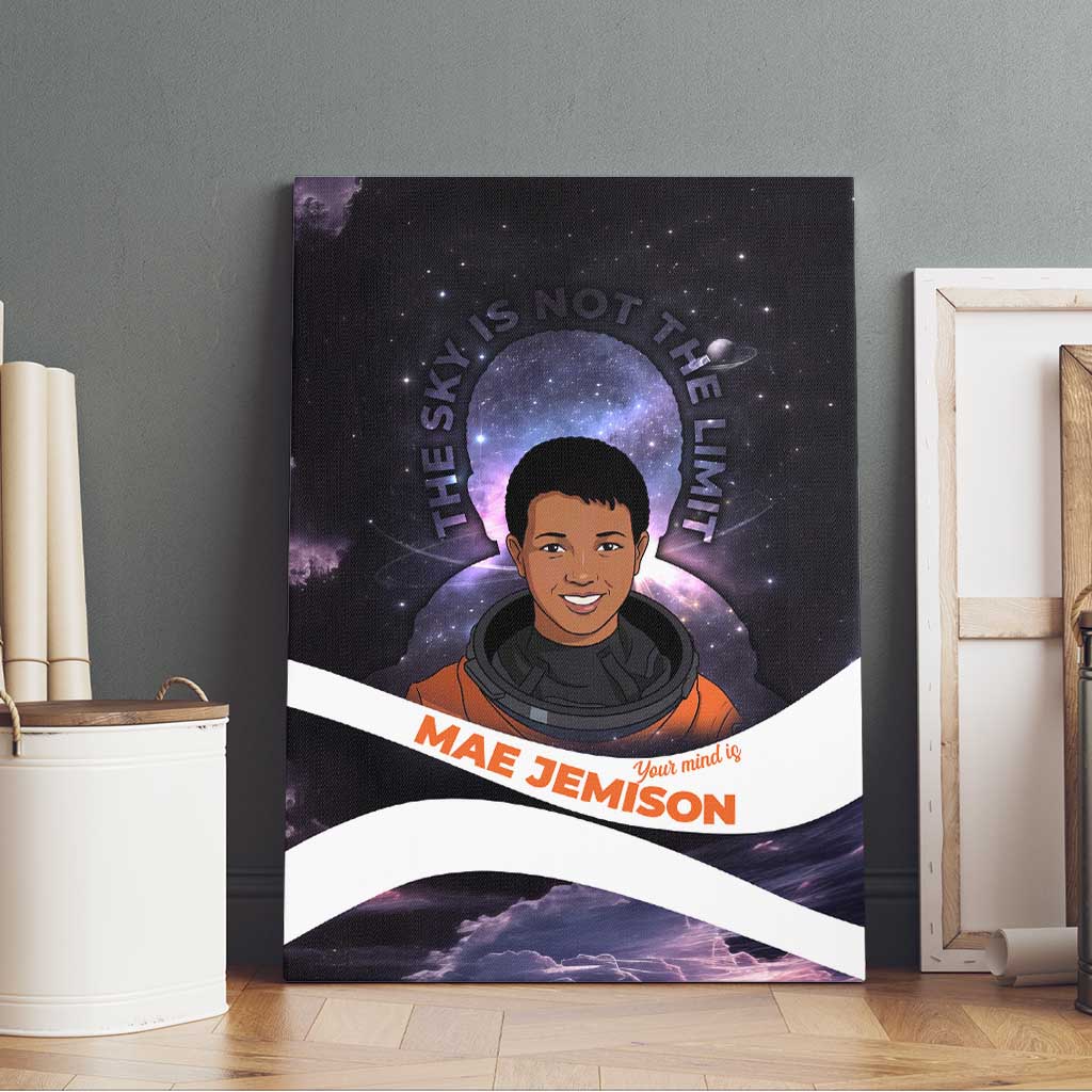 Mae Jemison Canvas Wall Art Cartoon Astronaut Portrait, The Sky Is Not the Limit Quote and Galaxy Dreamer - Wonder Print Shop