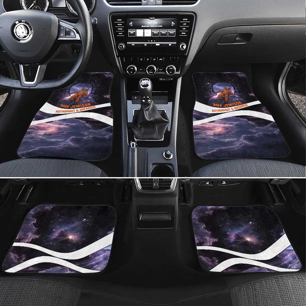 Mae Jemison Car Mats Cartoon Astronaut Portrait, The Sky Is Not the Limit Quote and Galaxy Dreamer - Wonder Print Shop