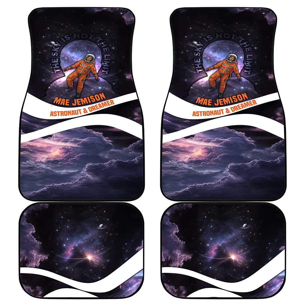 Mae Jemison Car Mats Cartoon Astronaut Portrait, The Sky Is Not the Limit Quote and Galaxy Dreamer - Wonder Print Shop