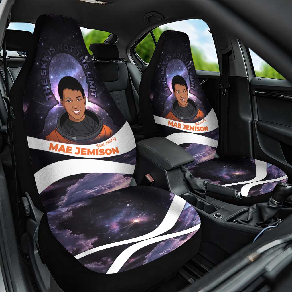 Mae Jemison Car Seat Cover Cartoon Astronaut Portrait, The Sky Is Not the Limit Quote and Galaxy Dreamer - Wonder Print Shop