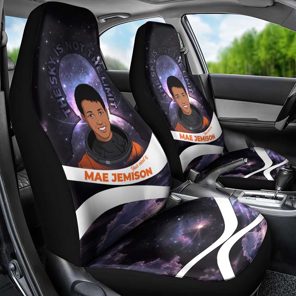 Mae Jemison Car Seat Cover Cartoon Astronaut Portrait, The Sky Is Not the Limit Quote and Galaxy Dreamer - Wonder Print Shop