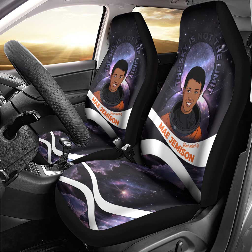 Mae Jemison Car Seat Cover Cartoon Astronaut Portrait, The Sky Is Not the Limit Quote and Galaxy Dreamer - Wonder Print Shop