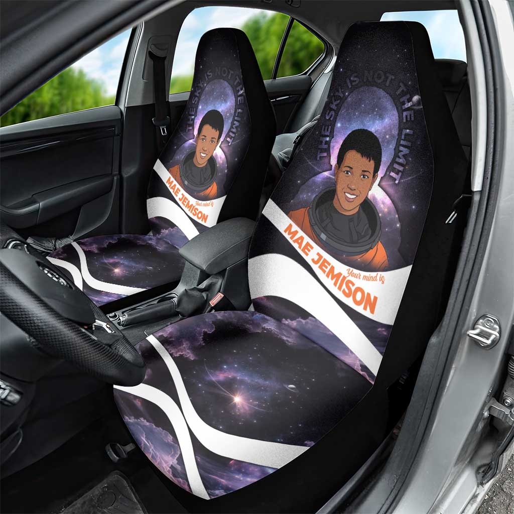 Mae Jemison Car Seat Cover Cartoon Astronaut Portrait, The Sky Is Not the Limit Quote and Galaxy Dreamer - Wonder Print Shop