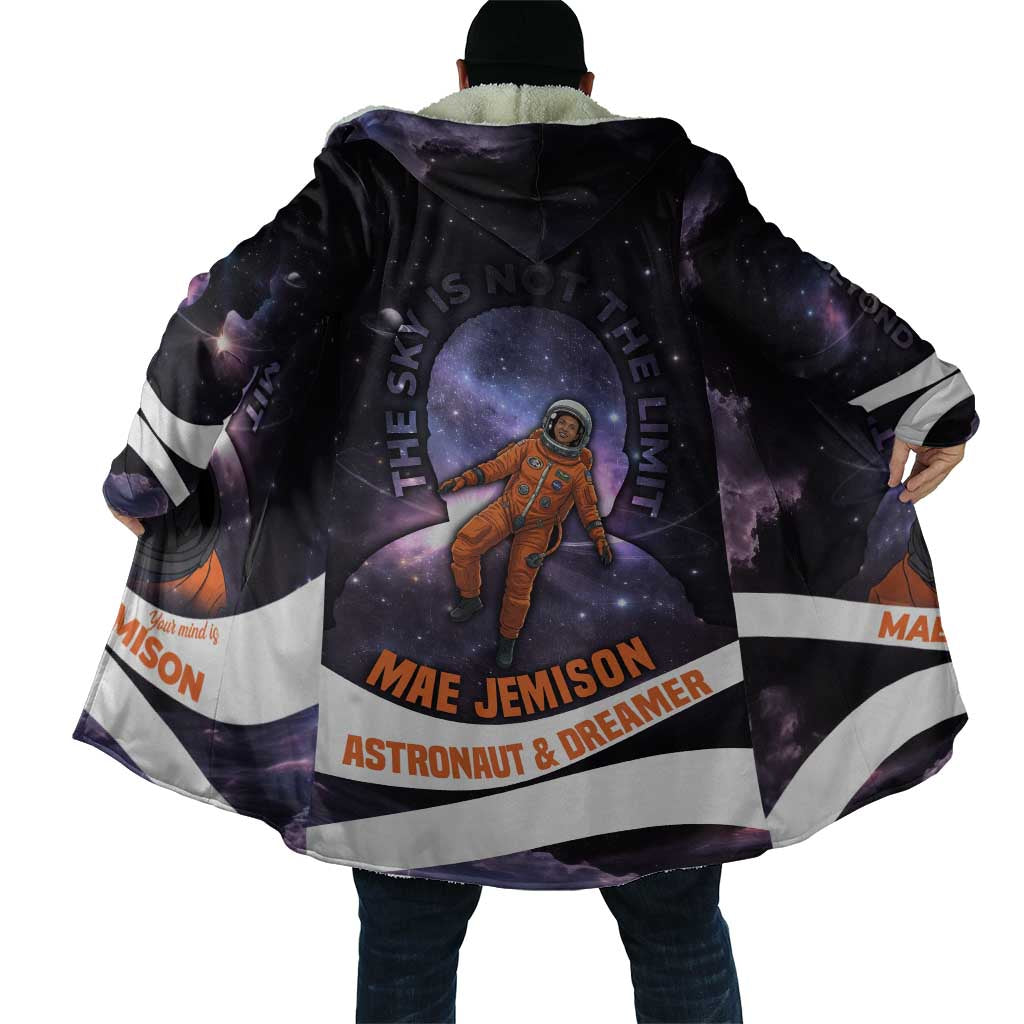 Mae Jemison Cloak Cartoon Astronaut Portrait, The Sky Is Not the Limit Quote and Galaxy Dreamer - Wonder Print Shop