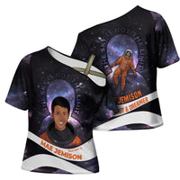 Mae Jemison Cross Shoulder Shirt Cartoon Astronaut Portrait, The Sky Is Not the Limit Quote and Galaxy Dreamer - Wonder Print Shop