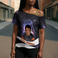 Mae Jemison Cross Shoulder Shirt Cartoon Astronaut Portrait, The Sky Is Not the Limit Quote and Galaxy Dreamer - Wonder Print Shop